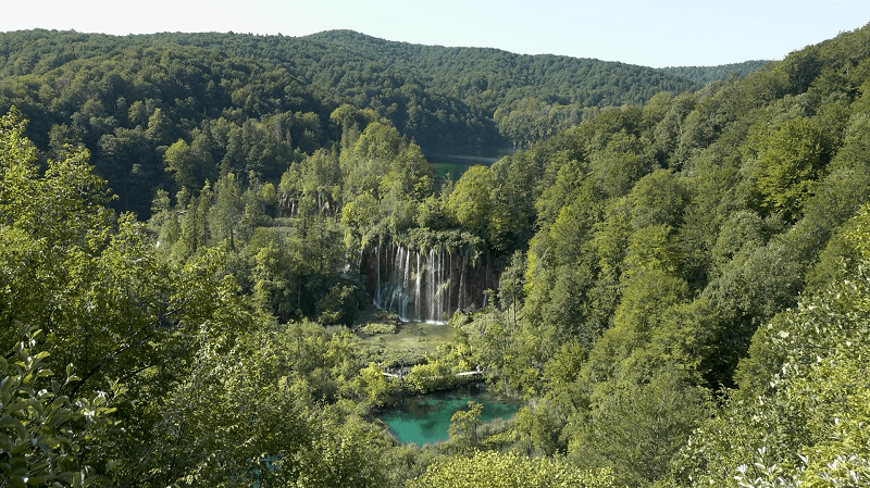 Arial picture of Plitvice's amazing waterfalls.